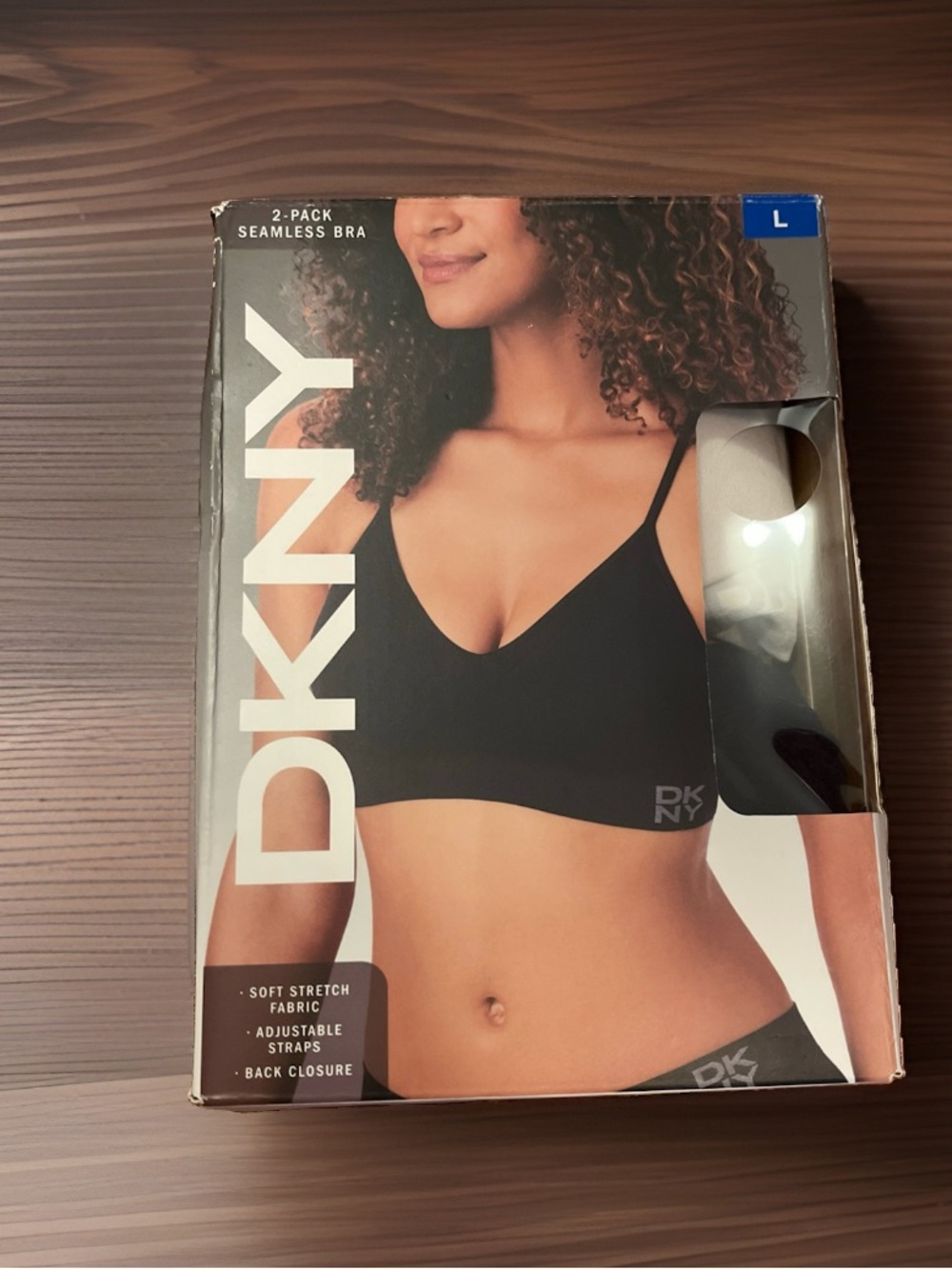 DKNY 2-Pk Seamless Bra Soft Stretch Fabric Adjustable Strap W/Hook & Eye Closur